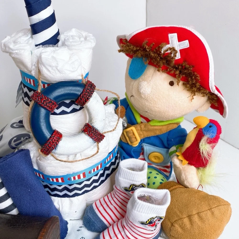 Pirate Ship Diaper Cake, Nautical Themed